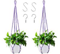 Augshy Lot de 2 Pots de Fleurs Suspendus en macramé pour intérieur et extérieur, décoration d'intérieur, Support de Plantes à Suspendre sans Pompons avec 4 Crochets