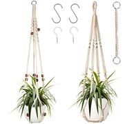 Augshy Lot de 2 Supports de Plantes en macramé avec rallonge pour décoration intérieure et extérieure avec 4 Crochets