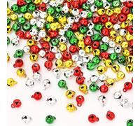 Augshy Lot de 200 clochettes Artisanales de 6,35 mm pour décoration de Noël pour la Maison et Les Animaux domestiques,Bijoux,décoration de Noël,Fournitures de fête (Or, Argent,Rouge Vert