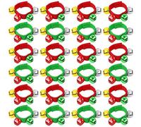 Augshy Lot de 24 bracelets avec clochettes de Noël en rouge, vert, or, argent, instruments de musique, clochettes de poignet et de cheville réglables pour cadeaux de Noël, jouets de fête