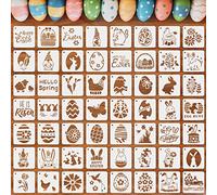 Augshy Lot de 56 pochoirs de Pâques pour scrapbooking, dessin, décoration murale, sol, bricolage, peinture sur roche, projets artistiques (7,6 cm)