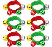 Augshy Lot de 6 clochettes de poignet - Bracelet de Noël avec clochettes rouges et vertes - Bracelets argentés - Pour cadeaux de Noël, jouets de fête d'enfants