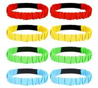 Augshy Lot de 8 bandes élastiques à 3 pieds, 4 couleurs assorties pour jeu de relais, carnaval, terrain, jardin, fête, etc
