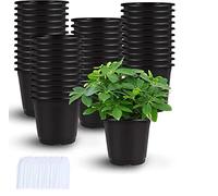 Augshy Pots de semis, lot de 110 pots en plastique noir de 10 cm avec 110 étiquettes