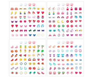 AUGSUN 240pcs Autocollants Boucles d'oreilles Autocollants Boucles d'oreilles Filles Autocollants Gemme Paillettes 3D Boucles d'oreilles Auto-adhésives