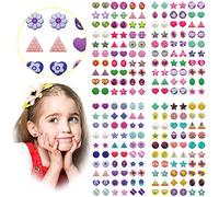 AUGSUN Boucles d'oreilles adhésives, 240Pcs Boucles d'oreilles adhésives 3D Autocollantes Boucles d'oreilles à Paillettes Autocollants Boucles d'oreilles en Cristal Autocollants pour Filles Enfants
