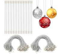 AUGSUN Crochets pour boules de Noël, lot de 200 crochets avec bouton-pression pour boules de Noël - Crochets pour décoration de sapin de Noël (Argent)