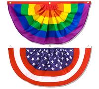 AUGSUN Lot de 2 fanions de fanions Pride de 4,8 x 0,9 m, 1 drapeau plissé arc-en-ciel et 1 drapeau américain pour décoration extérieure à suspendre