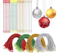 AUGSUN Lot de 200 crochets de suspension pour boules de Noël - Avec bouton pression - Pour boules de Noël - Décoration de Noël (or, argent, rouge, vert)