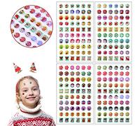 AUGSUN Lot de 240 autocollants de Noël à coller sur les boucles d'oreilles pour filles 3D à paillettes