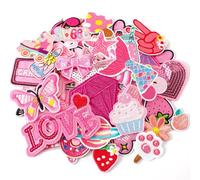 AUGSUN Lot de 36 écussons brodés à repasser sur le thème rose de style aléatoire pour filles, cowgirl occidentales, jolis écussons à coudre pour sacs à dos, pantalons, vêtements, vestes