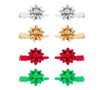 AUGSUN Lot de 8 barrettes à cheveux avec nœud de Noël - Accessoires de Noël pour filles et femmes - Cadeaux de fête de Noël (rouge, vert, doré, argenté)