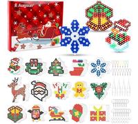 AUGSUN Lot de perles à repasser de Noël, modèles de 5 mm et pochoirs pour enfants