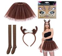 AUGTYRLV Renne de Noel Déguisement Femme - Un Ensemble Unique de Déguisement Noel Femme avec Tutu, Idéal pour Capturer l'Esprit de Noël!