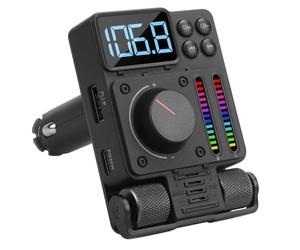 August CR235B - Transmetteur FM Bluetooth Voiture - Transmetteur Adaptateur Bluetooth 5.3, Kit Mains Libres, Lecteur MP3, Port USB-C PD30W Charge Rapide, Support Clé USB - Noir