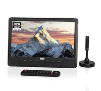 August DA383 - TV Portable 10” avec Lecteur DVD Intégré - Enregistrement TV TNT HD DVB-T2 avec Batterie Rechargeable, CD/DVD/USB/Carte SD, HDMI, AV - Sortie Auxiliaire pour Caravane, Voyage et Maison