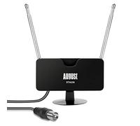 August DTA230 - Antenne TV Intérieur TNT HD Puissante et Portative - Réception sur Télévision Décodeur TNT Radio Dab avec Double Tige Extensibles UHF Mini Discrète - 2m de câble + Ventouse pour vitre