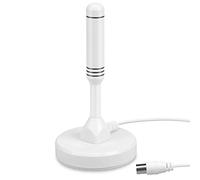 August DTA240 - Antenne TV Intérieur Puissante TNT HD Portable avec Base Aimantée pour réception améliorée sur Télévision Décodeur TNT Radio Dab - 2m de câble - Blanche