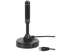 August DTA240 - Antenne TV Interieur TNT HD Puissante - Digital et Numérique UHD France, Magnétique Aimantée, Petite, Portable, Discrète, UHF VHF Salon, Caravane Camping-Car, 2m de câble - Noir