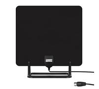 August DTA450 - Antenne TV d’Intérieur Puissante Numérique TNT HD - avec Socle, Petite, Discrète, Portable, Câble 3m UHV VHF - Maison Camping-Car Caravane - France Belgique - Noir