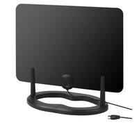 August DTA455 - Antenne TV Intérieur Puissante Numérique - Antenne TNT HD 1080p+ Extérieur Haut Gain 5dBi Longue portée 50km - Fixation Murale ou Autoportante Câble de 3m - France Belgique - Noir