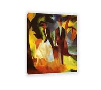 August Macke Impression sur Toile Les gens au bord du lac Art Mural CéLèBre Reproductions de Tableaux Poster Abstraite DéCoration Moderne Salon105x80cm(41x31in) Sans cadre