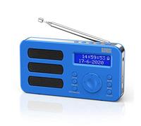 August MB225 - Radio Portable Rechargeable FM Dab RNT - Petite Radio Numérique Stéréo Portative Digitale avec Batterie Alarme Poste 40 Présélections et Prise écouteurs (Bleu)