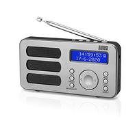 August MB225 - Radio Portable Rechargeable FM Dab RNT - Petite Radio Numérique Stéréo Portative Digitale avec Batterie Alarme Poste 40 Présélections et Prise écouteurs (Argent)