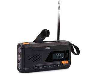 August MB290B - Radio Dynamo Dab+/FM Solaire avec Bluetooth et Chargeur USB | Radio Manivelle de Survie, Batterie 4500mAh, Chargement Téléphone, Lampe Torche/SOS pour Camping/Extérieur/Urgence - Noir