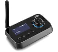 August MR280 Émetteur Récepteur Bluetooth 3 en 1 pour TV/PC/Casque/Stéréo HiFi - Adaptateur Audio Multipoint Faible Latence avec Bypass, 3,5 mm Aux, RCA, Câble Optique, USB-C