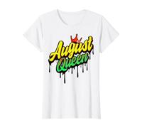 August Queen Leo Vierge Anniversaire Queens Femmes Filles Drôle Amusant T-Shirt Graphique avec Valeur, Femme, Blanc, L