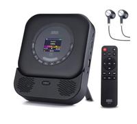 August SE15 Lecteur CD Portable Bluetooth 5.3 Haut-parleurs Stéréo Intégrés Lecteur CD Mural Rechargeable avec Télécommande/Écouteurs/Protection Anti-Skip/Prise AUX 3,5 mm/USB Noir