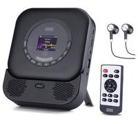 August SE15 Lecteur CD Portable Bluetooth 5.3 Haut-parleurs Stéréo Intégrés Lecteur CD Mural Rechargeable avec Télécommande/Écouteurs/Protection Anti-Skip/Prise AUX 3,5 mm/USB Noir