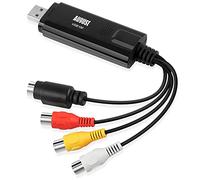 August VGB100 Convertisseur VHS vers Numérique, Convertisseur Vidéo USB 2.0 pour Numériser Cassettes VHS/Hi8/Mini DV vers PC, Transfert RCA vers USB avec Câble, Compatible Windows 10/8/7, SECAM/PAL