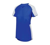 Augusta Sportswear Women's Standard Cutter Softball Jersey-Stylish and Lightweight V-Neck Tee Active Comfort, Royal/White, Small