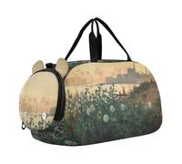 Auguste Renoir Sac de sport pour filles Motif peinture piano Sac fourre-tout de voyage Sac de week-end Sac de sport pour garçons, Claude Monet Berges fleuries Argenteuil, Classique