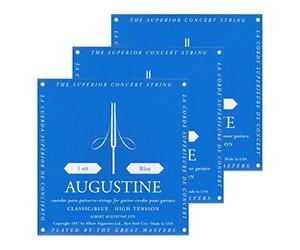 Augustine Lot de 3 cordes de guitare classiques de concert en nylon bleu