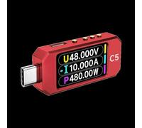 AugustknowU Analyseur de charge USB-C C5 pour test de protocole de charge rapide PD3.1 EPR avec lectures précises et détection multi-standard (rouge)
