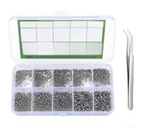 AugustknowU Assortiment de 1200 vis à tête Phillips pour réparation de branches de lunettes et charnières avec pince incurvée de 100 mm