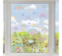 AugustknowU Autocollants de fenêtre arc-en-ciel et étoiles conçus pour les chambres d'enfants et les portes en verre, PVC imperméable, avec effet filtrant la lumière éclatante pour une décoration