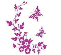 AugustknowU Autocollants muraux amovibles Motif vigne de papillon (8519 Rose Rouge)