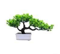 AugustknowU Bonsaï artificiel en pin pour table, maison, bureau, hôtel ou salle de réception avec design orienté (vert + blanc)