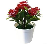 AugustknowU Bonsaï artificielle décorative en pot, pour étagère de table, salon, chambre à coucher, bureau, décoration d'intérieur (rouge)