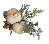 AugustknowU Boutonnière vintage bohème pour champagne, rose pour poignet de mariage, fête de mariage, événements formels avec bande en dentelle et accents floraux réalistes (fleur de Christ)