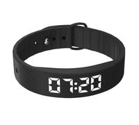 AugustknowU Bracelet d'alarme vibrant avec moniteur de sommeil, compteur de pas, compte à rebours, chronomètre, affichage LED et temps de charge de 30 minutes (noir)