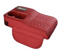 AugustknowU Coussin d'accoudoir de véhicule avec compartiment de rangement en cuir, porte-gobelet et organisateur de mouchoirs conçu pour améliorer le confort et l'organisation (rouge)
