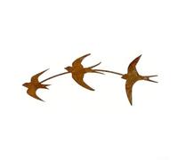 AugustknowU Décoration murale hirondelles rouillées, pour trio d'oiseaux en métal, pour clôture de jardin, extérieur, rustique et vintage en fer (M)