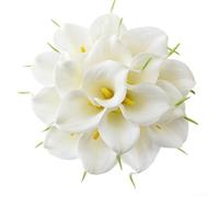AugustknowU Élégant bouquet de mariée rond avec 18 lys calla - Parfait pour les mariages
