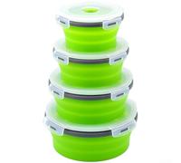 AugustknowU Ensemble de 4 boîtes à déjeuner rondes pliables en silicone avec fermeture hermétique pour la maison et la vie mobile (A)