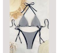 AugustknowU Ensemble de bain rayé pour femme avec haut dos nu et bas à nouer sur le côté optimisé pour un séchage et un mouvement rapides (L A)